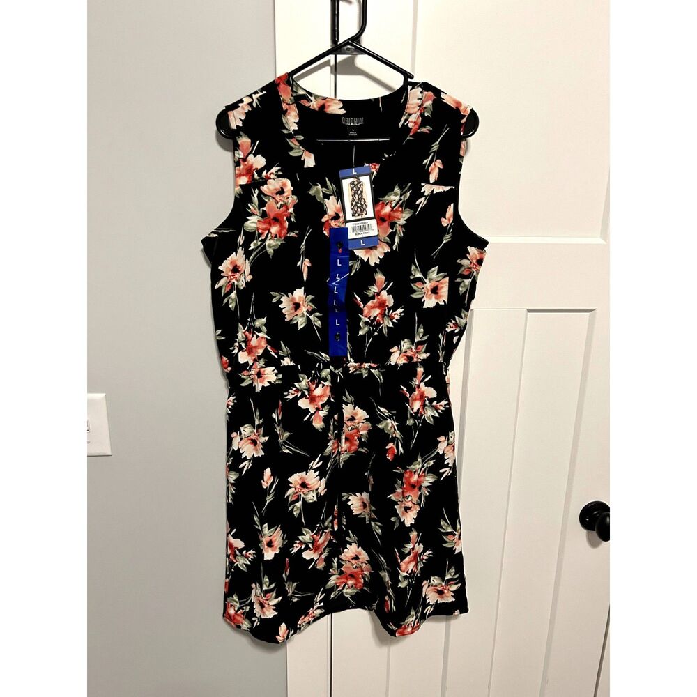 NICOLE MILLER WOMEN'S DRESS, SLEEVELESS, KNEE-LENGTH, NWT, DRAWSTRING WAIST, LG - Picture 9 of 11